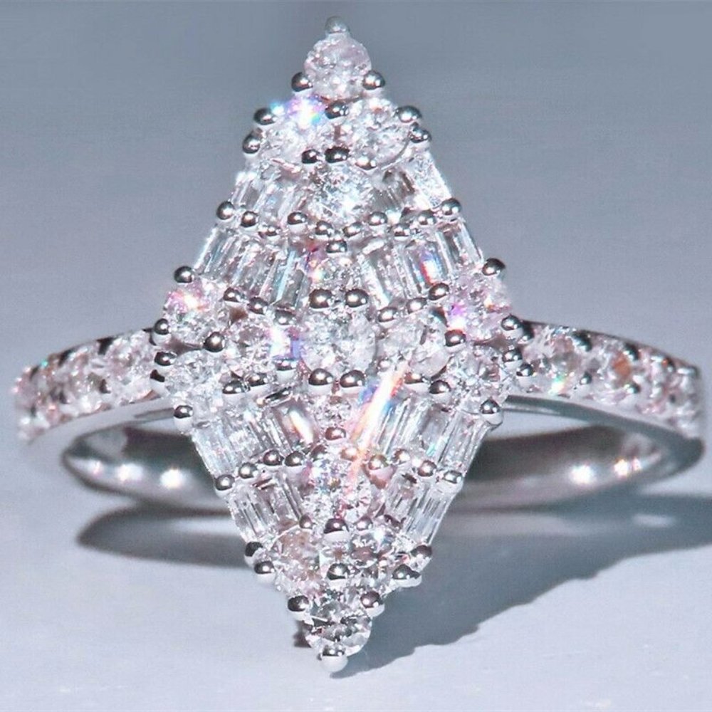 Women 925 Silver White Sapphire Wedding Ring - Picture 2 of 11